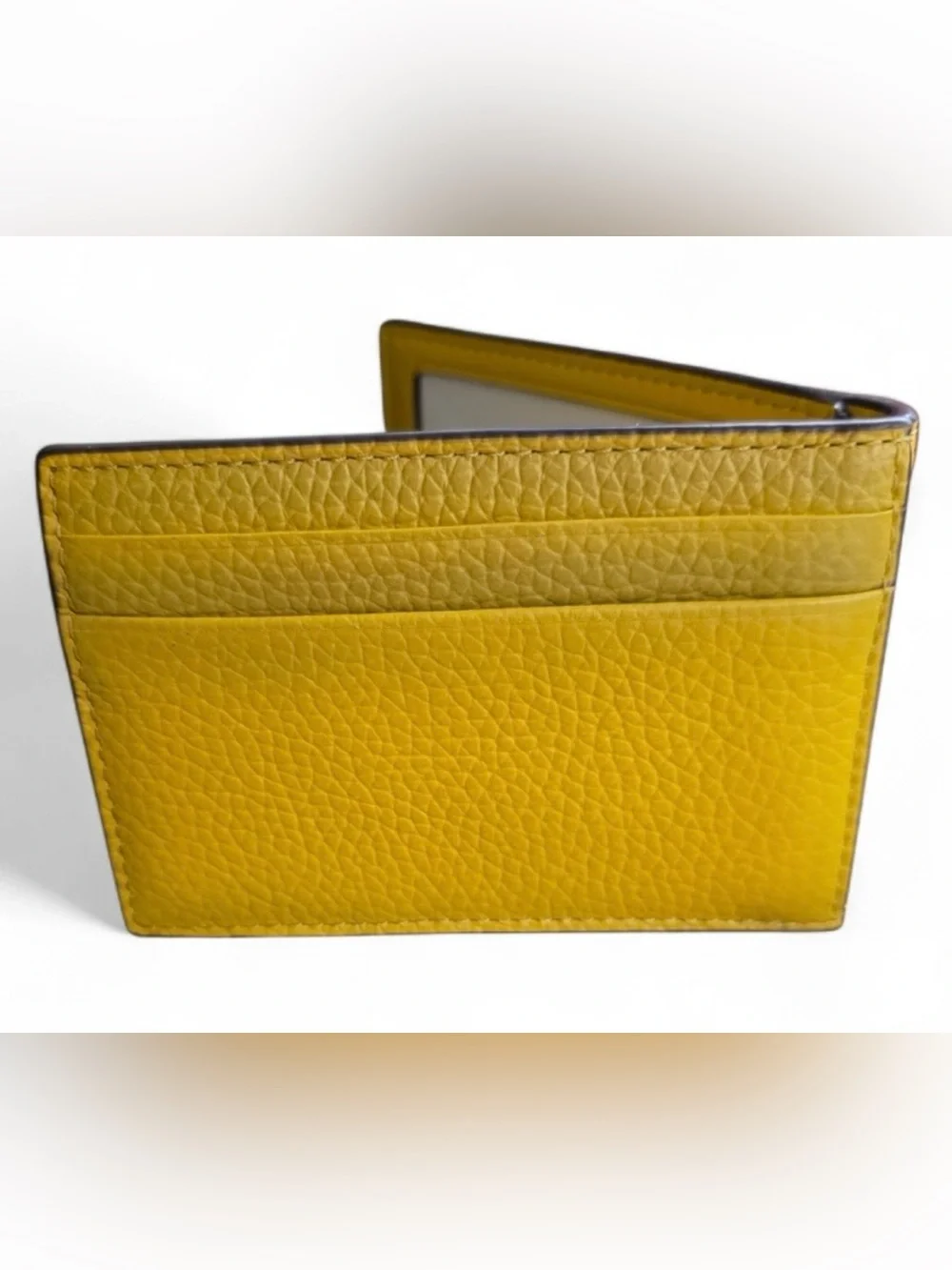 Michael Kors Men's Yellow Mustard Pebbled Leather Card Holder new - Picture 4 of 4